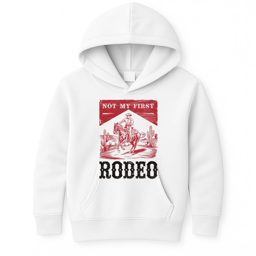 Not My First Rodeo, Vintage Bronc Riding Cowboy Rodeo Kids Hoodie