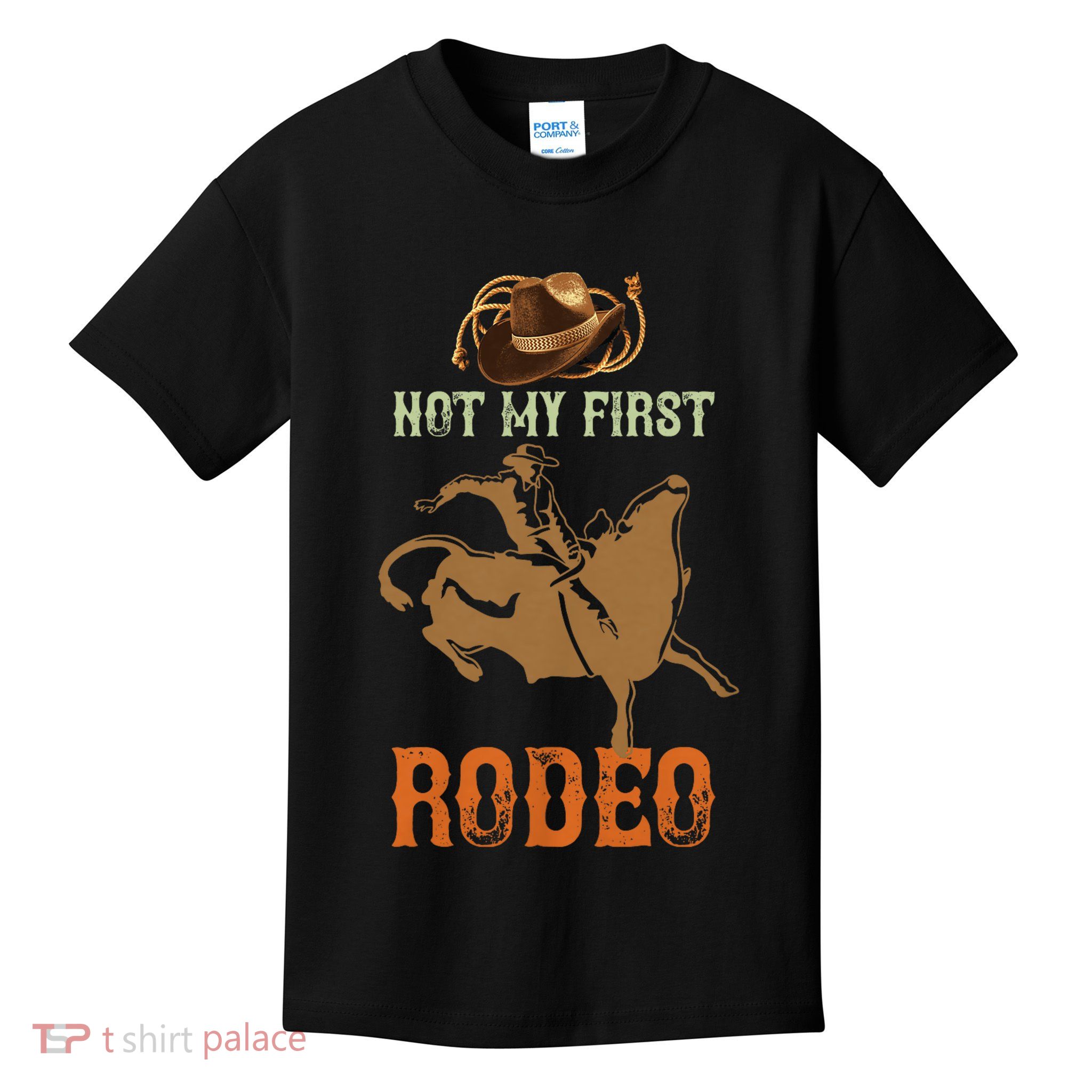 Not My First Rodeo Cowboy Bull Rider Western Bull Riding Kids T-Shirt