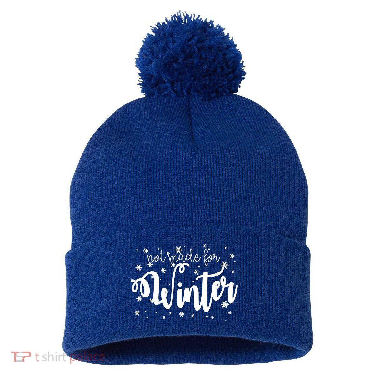 Not Made For Winter Snowflake Pom Pom 12in Knit Beanie