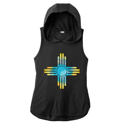 New Mexico Flag Pride Vintage New Mexican Souvenir Gift Ladies PosiCharge Tri-Blend Wicking Draft Hoodie Tank