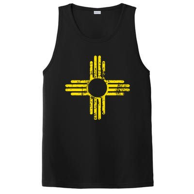 New Mexico Flag Distressed Yellow Zia Sun Alone PosiCharge Competitor Tank