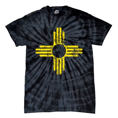 New Mexico Flag Distressed Yellow Zia Sun Alone Tie-Dye T-Shirt