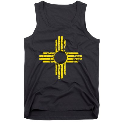 New Mexico Flag Distressed Yellow Zia Sun Alone Tank Top