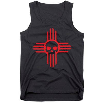 New Mexico Flag Zia Sun Skull State Pride Tank Top