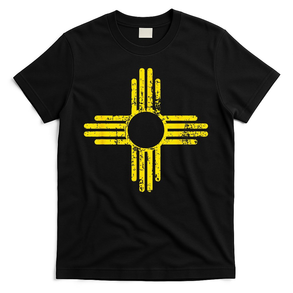New Mexico Flag Distressed Yellow Zia Sun Alone T-Shirt