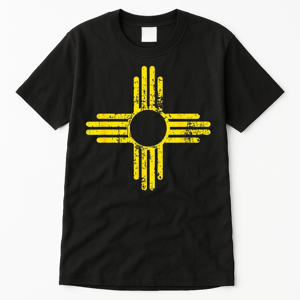 New Mexico Flag Distressed Yellow Zia Sun Alone Tall T-Shirt