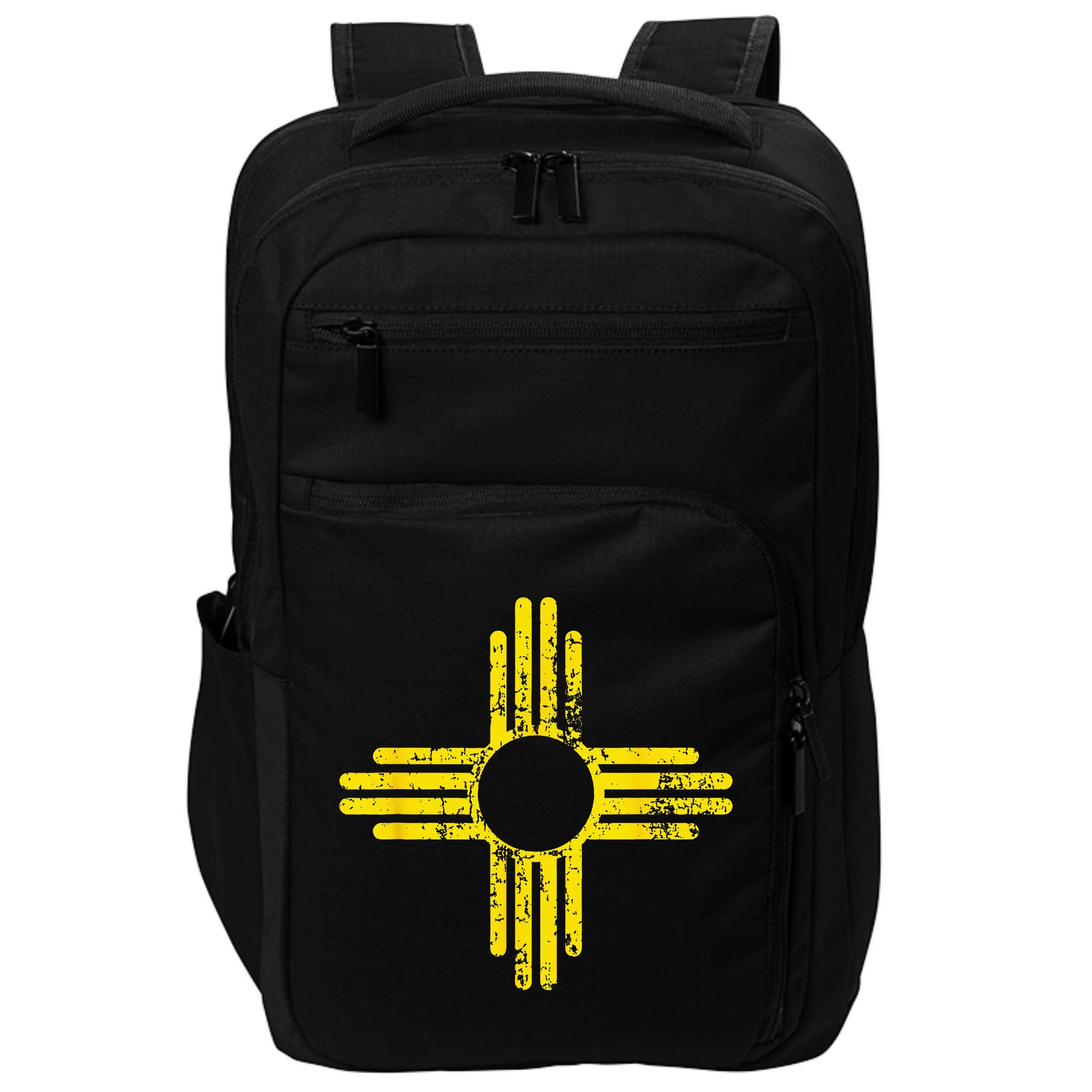 New Mexico Flag Distressed Yellow Zia Sun Alone Impact Tech Backpack