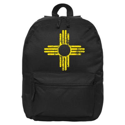 New Mexico Flag Distressed Yellow Zia Sun Alone 16 in Basic Backpack