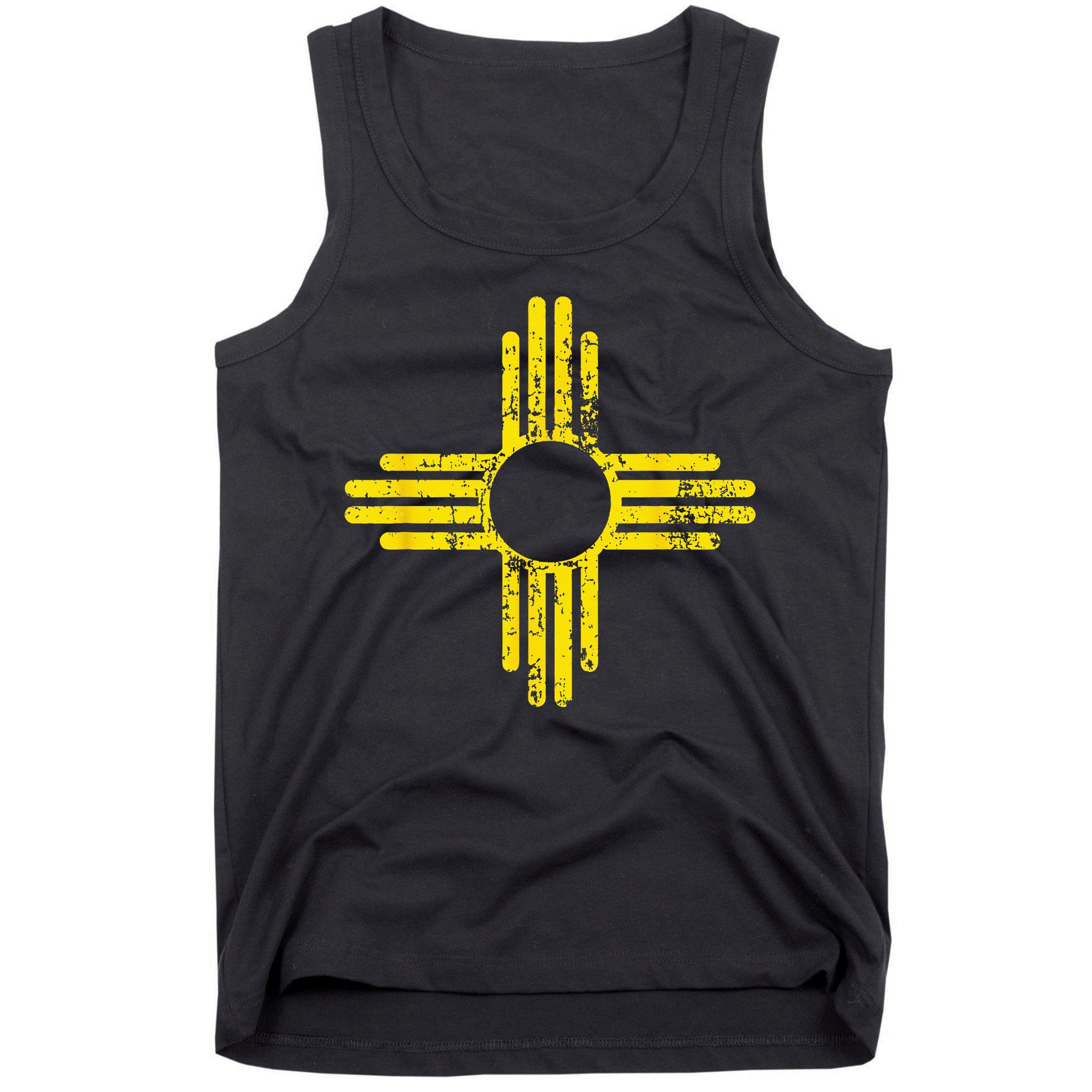 New Mexico Flag Distressed Yellow Zia Sun Alone Tank Top