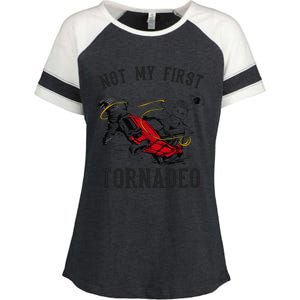 Not My First Tornado Not My First Tornadeo Rodeo Enza Ladies Jersey Colorblock Tee