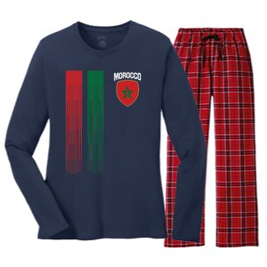 National Morocco Flag Moroccan Football Fan Soccer Team Women's Long Sleeve Flannel Pajama Set 