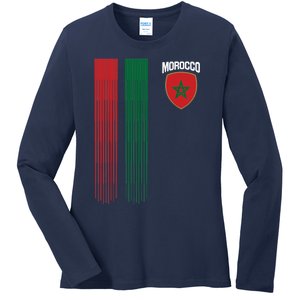 National Morocco Flag Moroccan Football Fan Soccer Team Ladies Long Sleeve Shirt