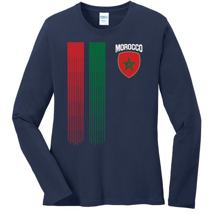 National Morocco Flag Moroccan Football Fan Soccer Team Ladies Long Sleeve Shirt