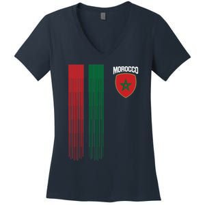 National Morocco Flag Moroccan Football Fan Soccer Team Women's V-Neck T-Shirt