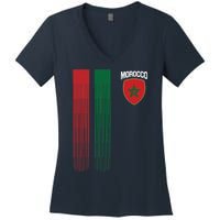 National Morocco Flag Moroccan Football Fan Soccer Team Women's V-Neck T-Shirt