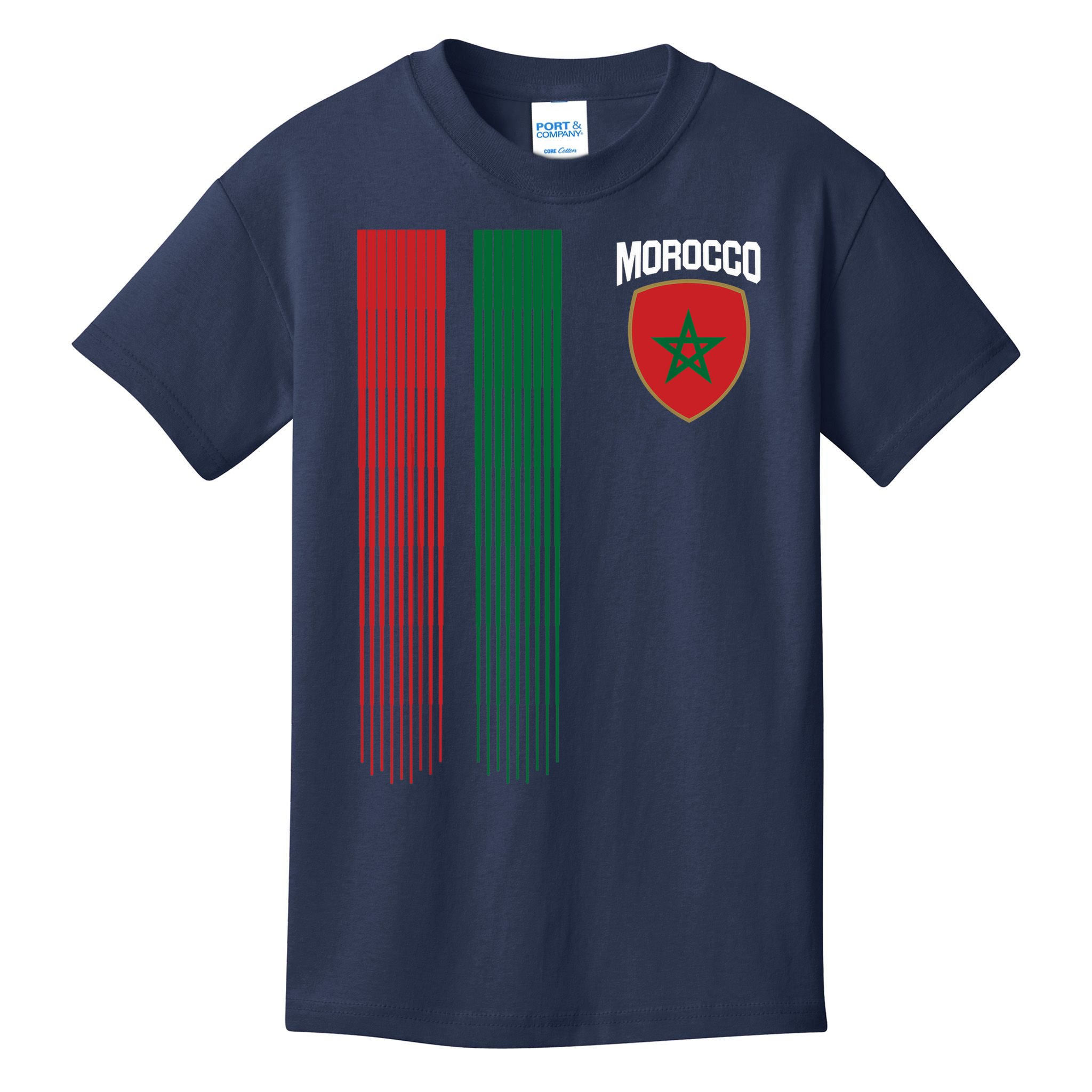 National Morocco Flag Moroccan Football Fan Soccer Team Kids T-Shirt