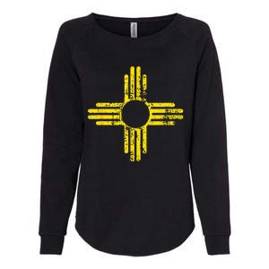 New Mexico Flag Distressed Yellow Zia Sun Alone Womens California Wash Sweatshirt