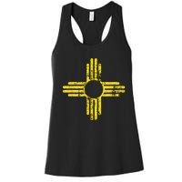 New Mexico Flag Distressed Yellow Zia Sun Alone Women's Racerback Tank