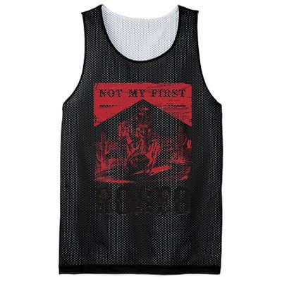 Not My First Rodeo Vintage Bronc Riding Cowboy Rodeo Gift Mesh Reversible Basketball Jersey Tank