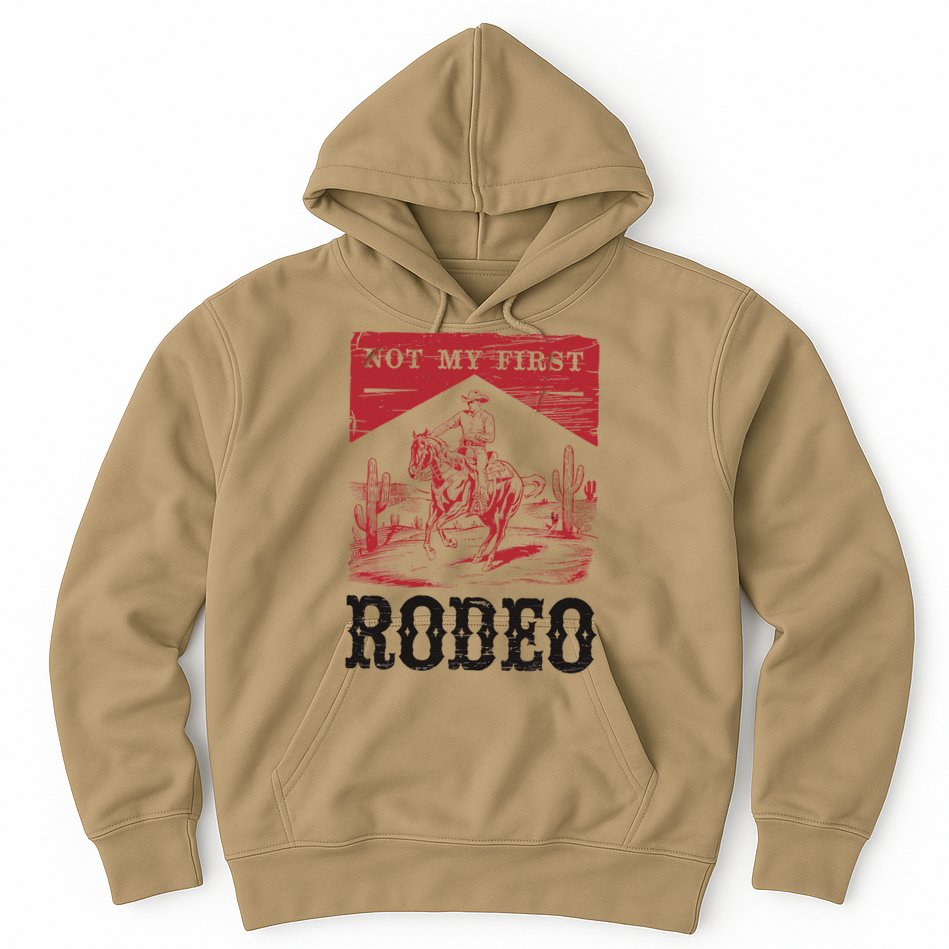 Not My First Rodeo Vintage Bronc Riding Cowboy Rodeo Gift Hoodie