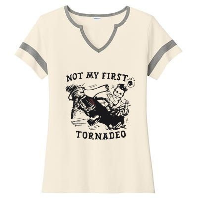 Not My First Tornado Ladies Halftime Notch Neck Tee