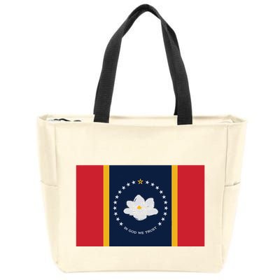New Mississippi Flag In God We Trust Magnolia Zip Tote Bag