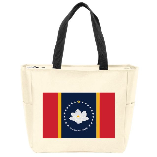 New Mississippi Flag In God We Trust Magnolia Zip Tote Bag
