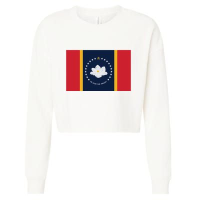 New Mississippi Flag In God We Trust Magnolia Cropped Pullover Crew