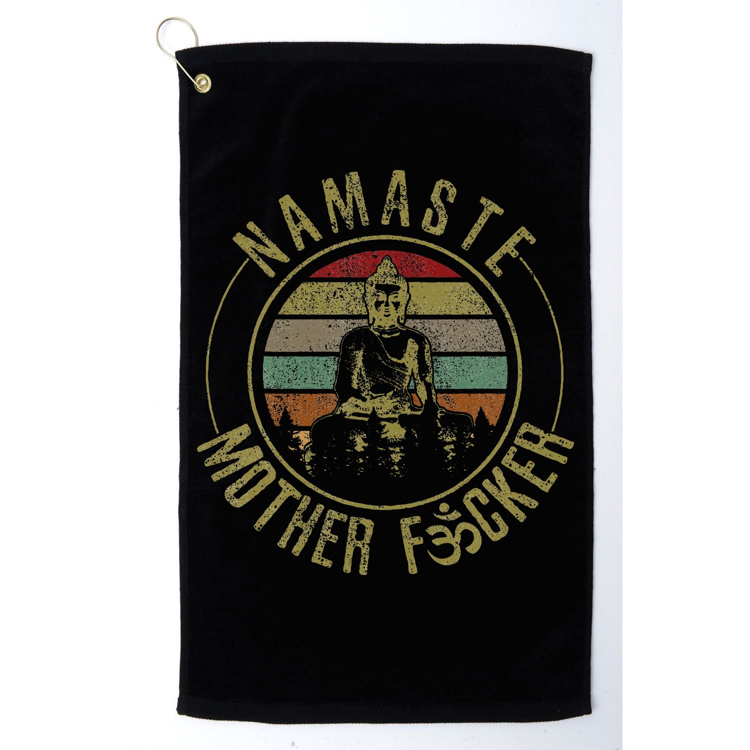 Namaste Mother Fcker Vintage Buddha Funny Yoga Gift Golf Towel