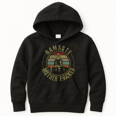 Namaste Mother Fcker Vintage Buddha Funny Yoga Gift Kids Hoodie