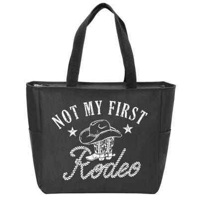 Not My First Vintage Rodeo Riding Horse Bronc Cow Boots Zip Tote Bag