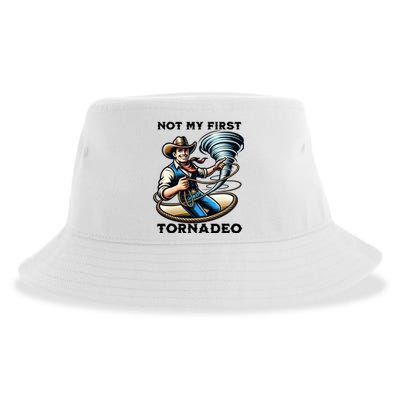 Not My First Tornadeo Funny Tornado Chaser Cowboy And Lasso Sustainable Bucket Hat