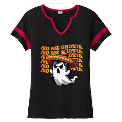 No Me Ghosta Funny Mexican Halloween Ghost Ladies Halftime Notch Neck Tee