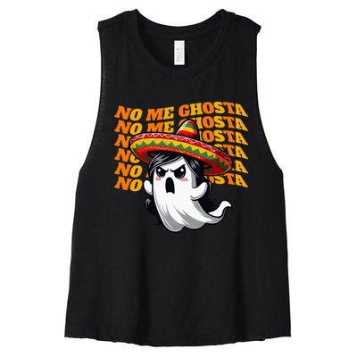 No Me Ghosta Funny Mexican Halloween Ghost Women's Racerback Cropped Tank