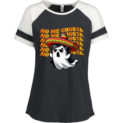 No Me Ghosta Funny Mexican Halloween Ghost Enza Ladies Jersey Colorblock Tee