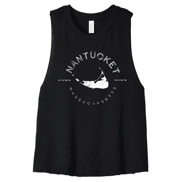 Nantucket Massachusetts Graphic Women's Racerback Cropped Tank