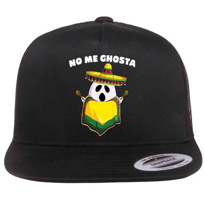 No Me Ghosta Gusta Funny Mexican Halloween Flat Bill Trucker Hat