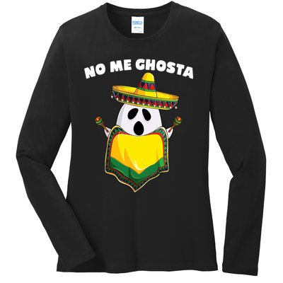 No Me Ghosta Gusta Funny Mexican Halloween Ladies Long Sleeve Shirt