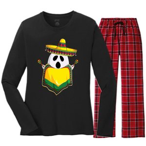 No Me Ghosta Gusta Funny Mexican Halloween Women's Long Sleeve Flannel Pajama Set 