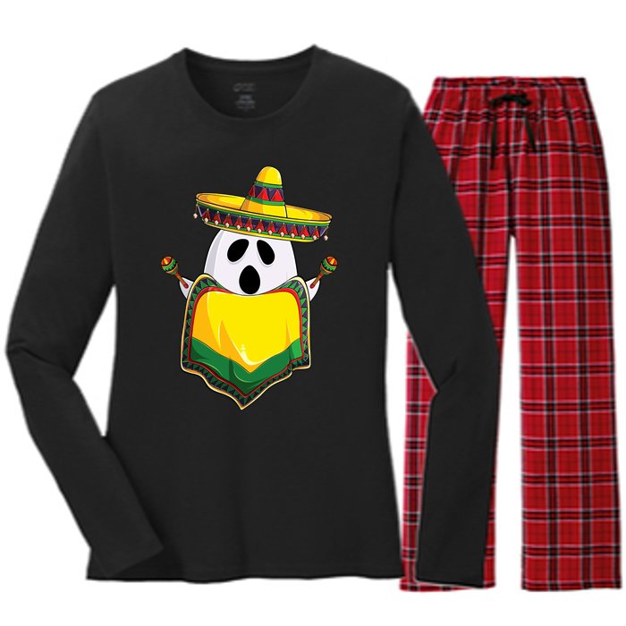 No Me Ghosta Gusta Funny Mexican Halloween Women's Long Sleeve Flannel Pajama Set 