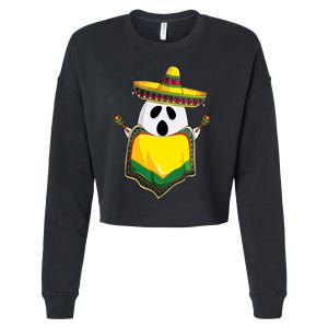 No Me Ghosta Gusta Funny Mexican Halloween Cropped Pullover Crew