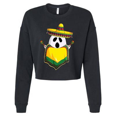 No Me Ghosta Gusta Funny Mexican Halloween Cropped Pullover Crew