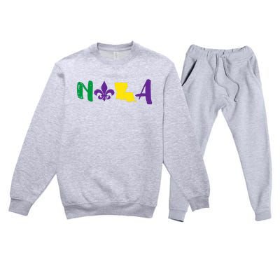 Nola Mardi Gras Jester New Orleans Louisiana Carnival Gift Premium Crewneck Sweatsuit Set