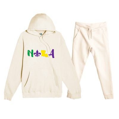 Nola Mardi Gras Jester New Orleans Louisiana Carnival Gift Premium Hooded Sweatsuit Set