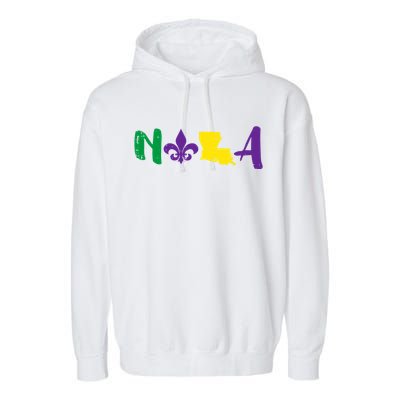 Nola Mardi Gras Jester New Orleans Louisiana Carnival Gift Garment-Dyed Fleece Hoodie