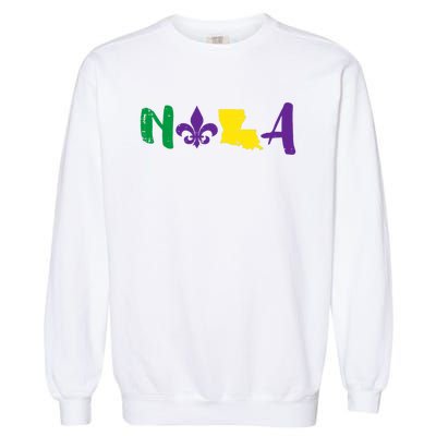 Nola Mardi Gras Jester New Orleans Louisiana Carnival Gift Garment-Dyed Sweatshirt