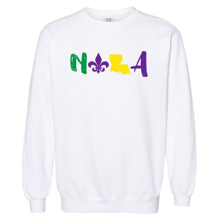 Nola Mardi Gras Jester New Orleans Louisiana Carnival Gift Garment-Dyed Sweatshirt