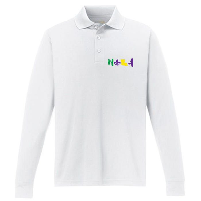 Nola Mardi Gras Jester New Orleans Louisiana Carnival Gift Performance Long Sleeve Polo