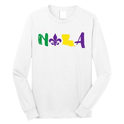 Nola Mardi Gras Jester New Orleans Louisiana Carnival Gift Long Sleeve Shirt