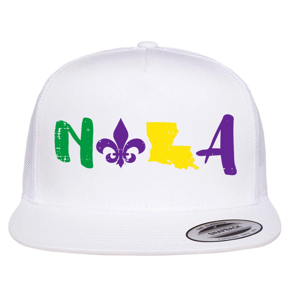 Nola Mardi Gras Jester New Orleans Louisiana Carnival Gift Flat Bill Trucker Hat